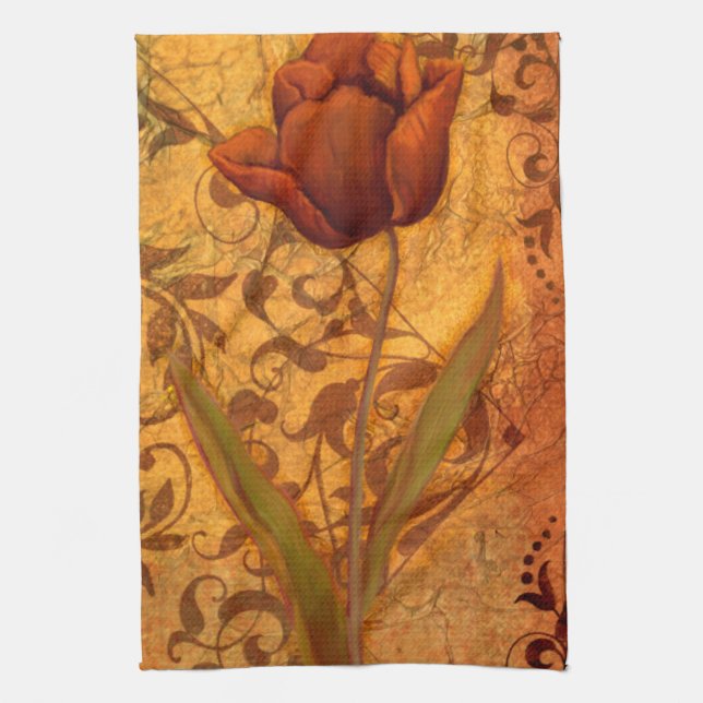 Rote Blumen II Geschirrtuch (Vertikal)