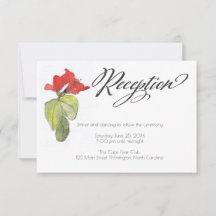Rote Blumen Kalligrafie Schrift Hochzeitsempfang