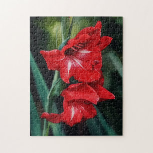 Rote Blumen Kunst Blumen Garten Puzzle