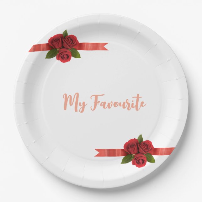 Rote Blumen Liebling Pappteller (Vorderseite)