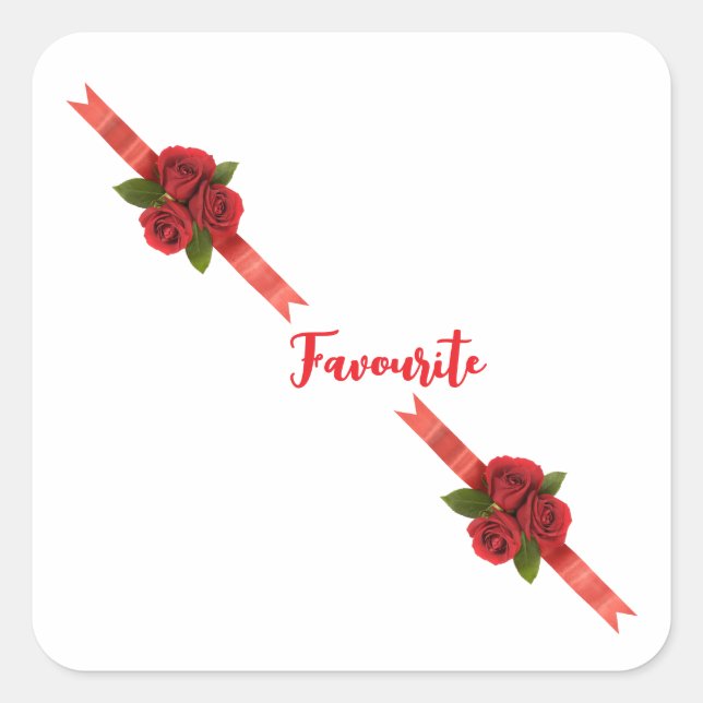 Rote Blumen Liebling Quadratischer Aufkleber (Vorderseite)