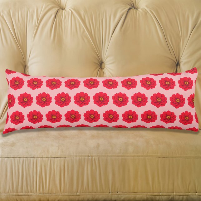 Rote Blumen Nahtloses Muster Körperkissen (Body pillow with seamless pattern of a red flower)