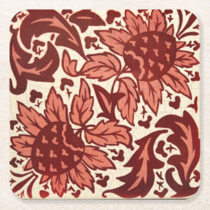 Rote Blumen und Früchte Antik-Muster Rechteckiger Pappuntersetzer