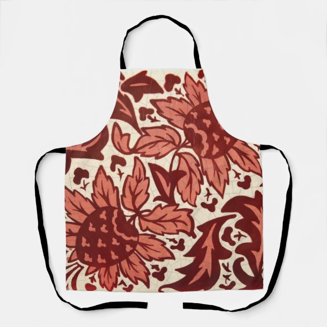 Rote Blumen und Früchte Antik-Muster Schürze (Vorderseite)