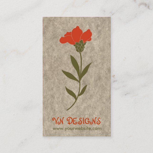 Rote Blumen-Visitenkarte Visitenkarte (Vorderseite)