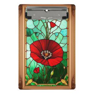 Rote Blumen-Vitrage-Kunst Mini Klemmbrett