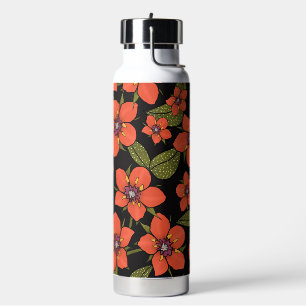 Rote Blumenaquarellmalerei Trinkflasche