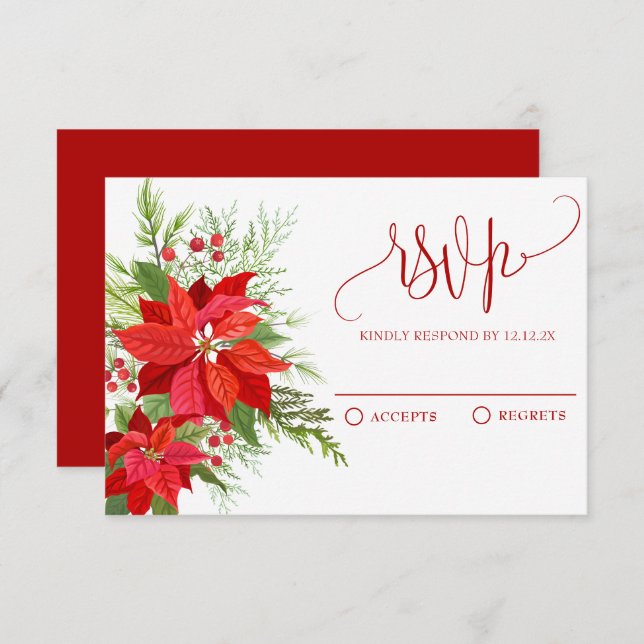 Rote Blumenbeere RSVP Karte (Vorne/Hinten)