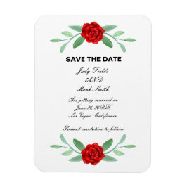 Rote Blumengrün Foliage Save the Date Magnet