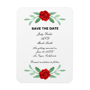 Rote Blumengrün Foliage Save the Date Magnet