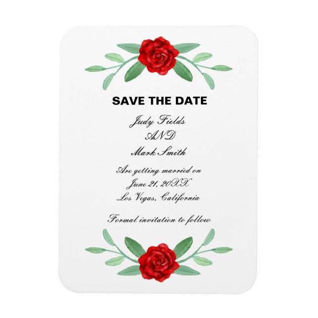 Rote Blumengrün Foliage Save the Date Magnet (Vertikal)