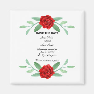 Rote Blumengrün Foliage Save the Date Magnet