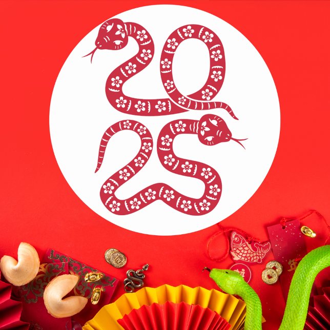Rote Blumenschlange 2025 Runder Aufkleber (Von Creator hochgeladen)