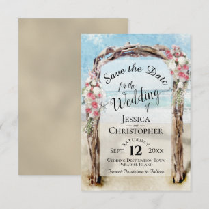 Rote Blumige Rustikale Treibholz Strand Laube Hoch Save The Date