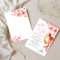 Rote Blumige Wein Glas Aquarell Hochzeit