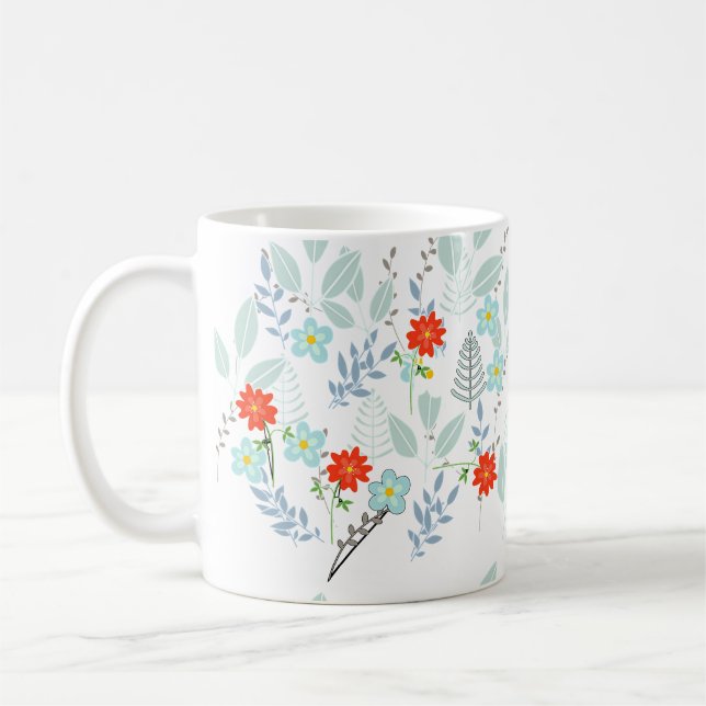 Rote Blüte + Blätter  Kaffeetasse (Links)