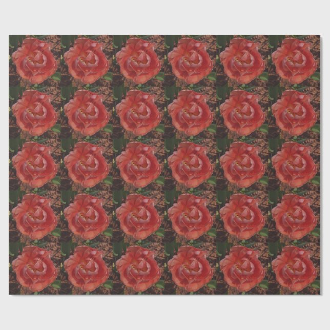 rote Blüte  Geschenkpapier (Flach)