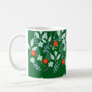 Rote Blüte + Grüne Blätter Kaffeetasse