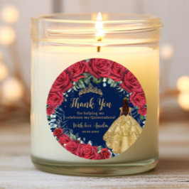 Rote Blüte verzauberte Rose Navy aus Quinceñera Runder Aufkleber