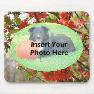 Rote Blüten Blumenrahmen für Fotos Mousepad