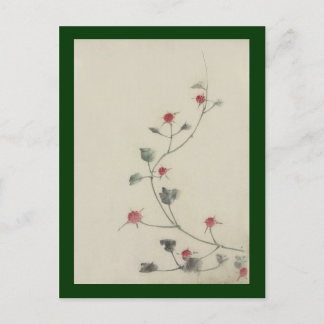 Rote Blüten im Weinanbau Hokusai Japanische Kunst Postkarte (Vorderseite)