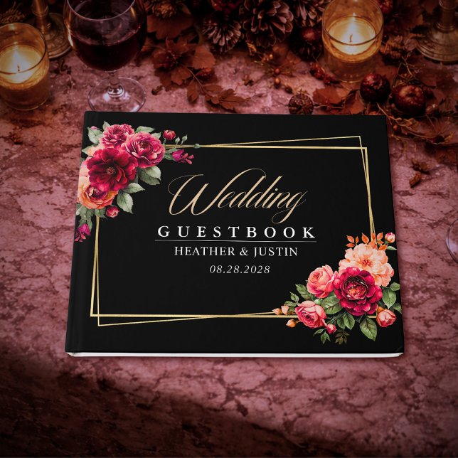 Rote Blütenhochzeit Gästebuch (Von Creator hochgeladen)