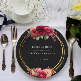 Rote Blütenhochzeit Pappteller