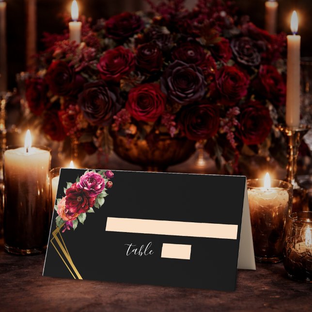 Rote Blütenhochzeit Platzkarte (Von Creator hochgeladen)
