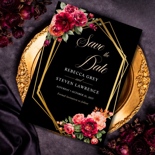 Rote Blütenhochzeit Save The Date (Von Creator hochgeladen)