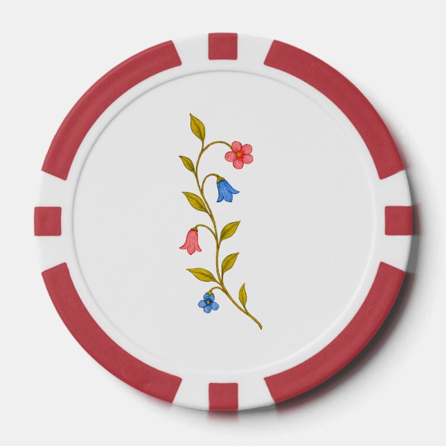 Rote Blütenrinde Pokerchips (Vorderseite)