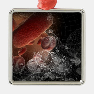 Rote Blutkörperchen im wireframe Ornament Aus Metall