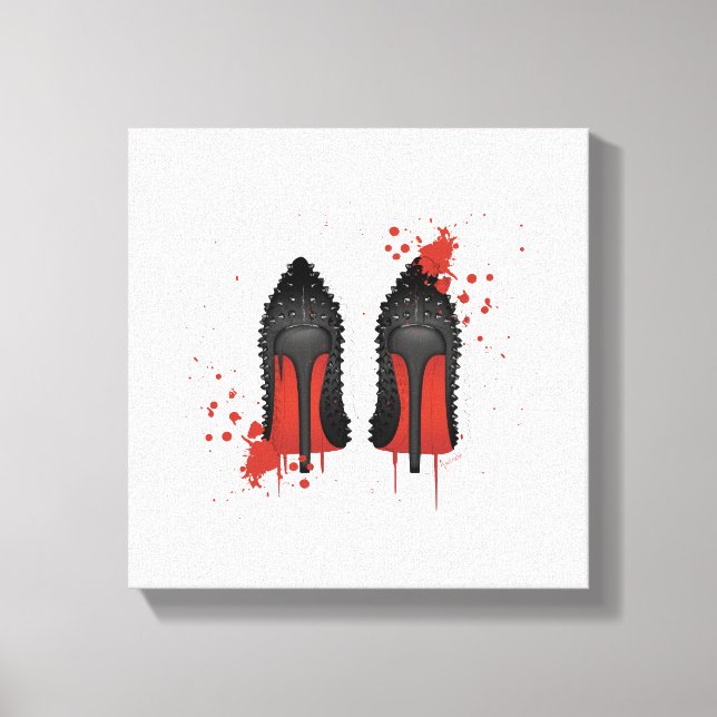 Rote Bodenaufkleber Schuhe High Heels & Spatter Leinwanddruck (Vorderseite)