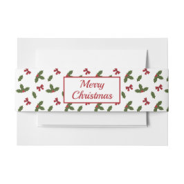 Rote Bogen und Weihnachts-Holzosen-Muster und Text Einladungsbanderole