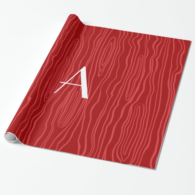 Rote bois Imitat des Monogramms Geschenkpapier (Ungerollt)