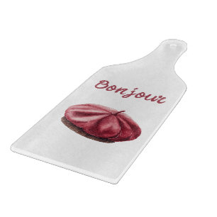 Rote Bonjour-Mütze Schneidebrett