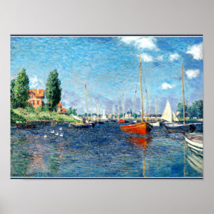 Rote Boote, Argenteuil, Vintage-Impressionismus-Ku Poster