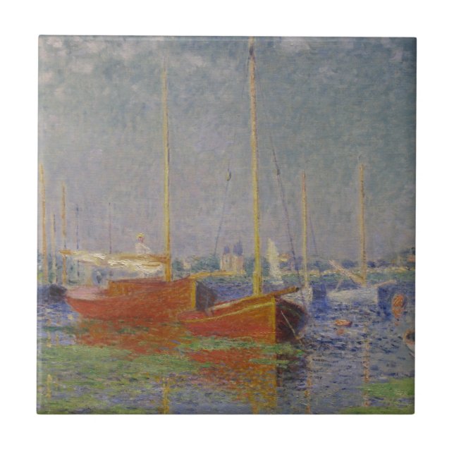Rote Boote bei Argenteuil von Claude Monet Fliese (Vorderseite)