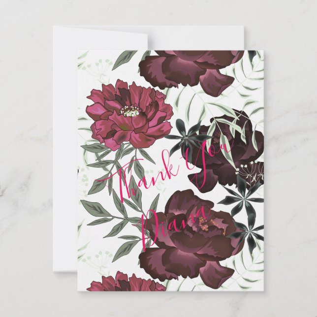 Rote, bordeauxrote Blume. Dankeskarte (Vorderseite)
