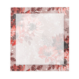 Rote, bordeauxrote Blume. Notizblock