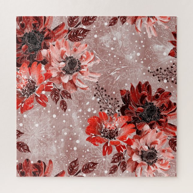 Rote, bordeauxrote Blume. Puzzle (Vertikal)