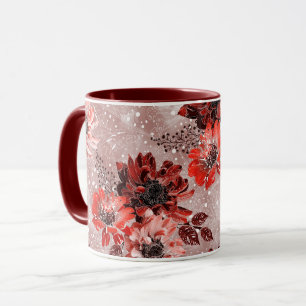 Rote, bordeauxrote Blume. Tasse