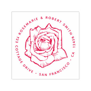 Rote botanische Rose Blume Blossom Rücksendeadres Permastempel