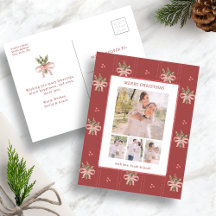 Rote botanische Weihnachts-Postkarte