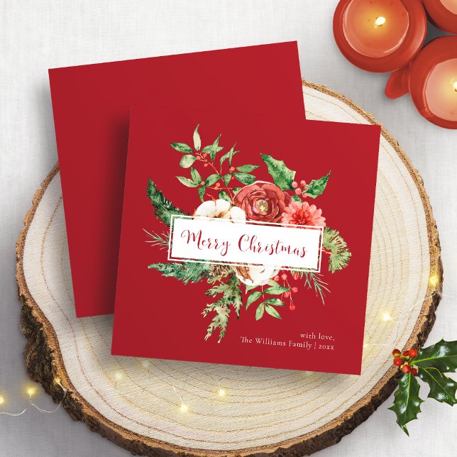 Rote botanische Weihnachtskarte (Red Botanical Merry Christmas Card
)