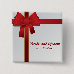 Rote Bows Winterhochzeit Button