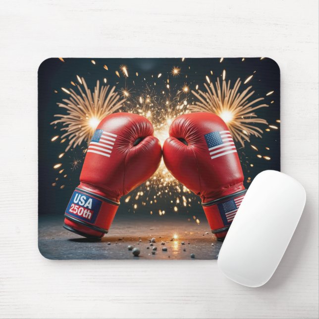 Rote Boxhandschuhe für USA 250. Geburtstag Mousepad (Mit Mouse)