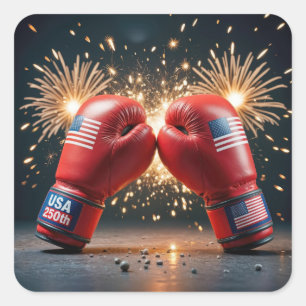 Rote Boxhandschuhe für USA 250. Geburtstag Quadratischer Aufkleber
