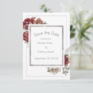 Rote braune Rose Wasserfarben Save The Date