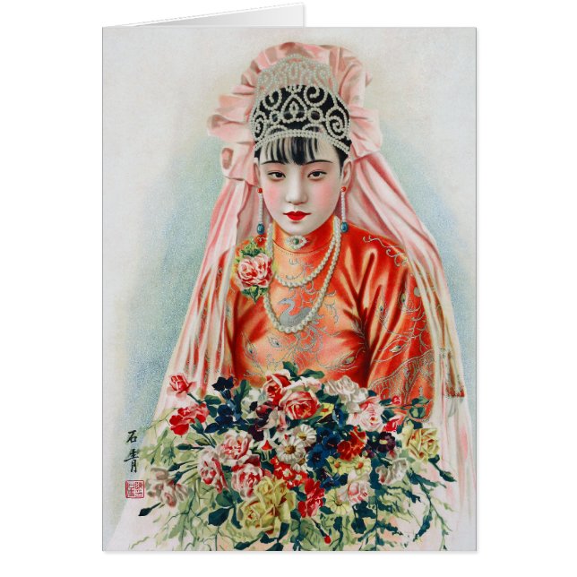 Rote Braut bei chinesischer Hochzeit in Shanghai (Vorne)