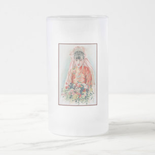 Rote Braut bei chinesischer Hochzeit in Shanghai Mattglas Bierglas